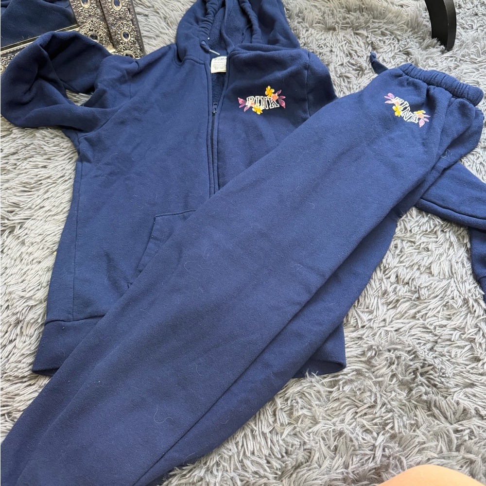⭐️PINK‎ Victoria's Secret Blue Sweatpants & Hoodie Set